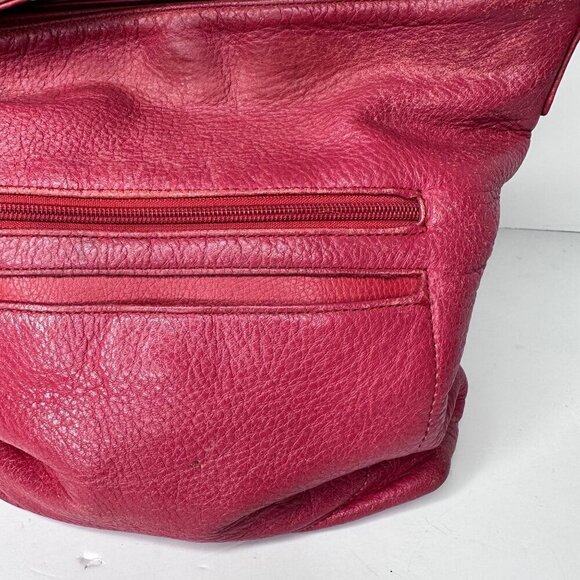 Stone and Co Pebbled Red Leather Crossbody Bag Soft Boho Festival 70s 90s y2k - Picture 11 of 16